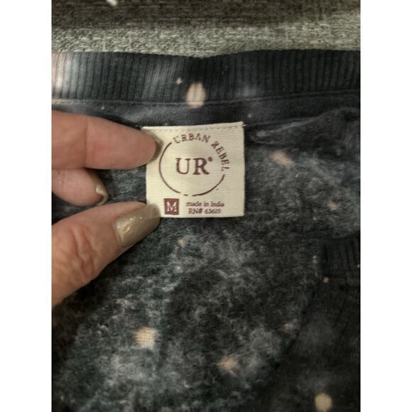 Urban Rebel Cropped Oversized Sweatshirt Women’s Lrg Blue‎ Pink Tie Dye Bohemian - Picture 3 of 5